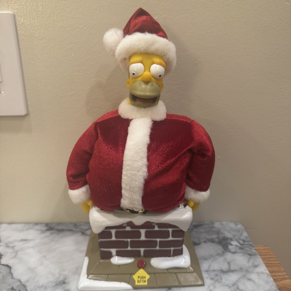Vintage Gemmy Simpsons Talking Santa Homer Stuck InChimney 2004 Christmas- Works